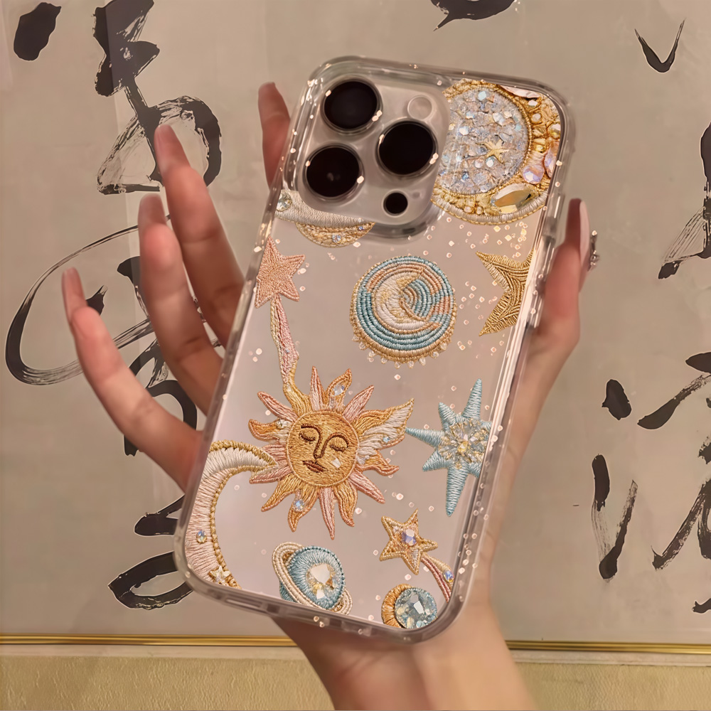 Clear Shockproof Bumper Case - Casing Ponsel Kreatif Motif Bintang Bulan