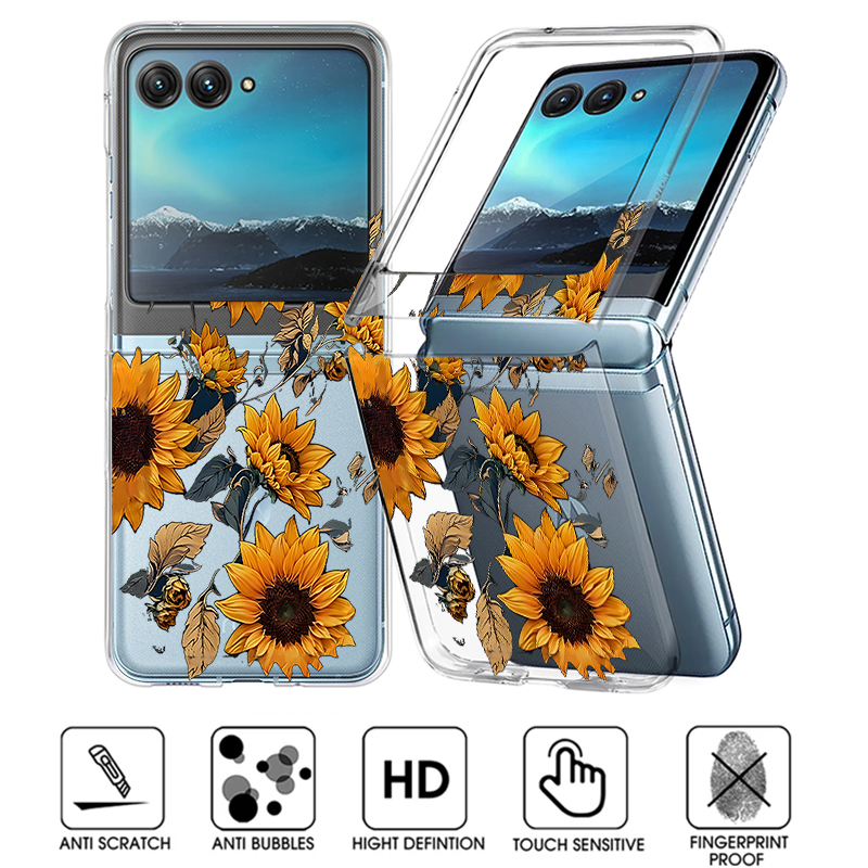Clear Shockproof Bumper Case - Casing Ponsel Bening Pola Bunga Matahari
