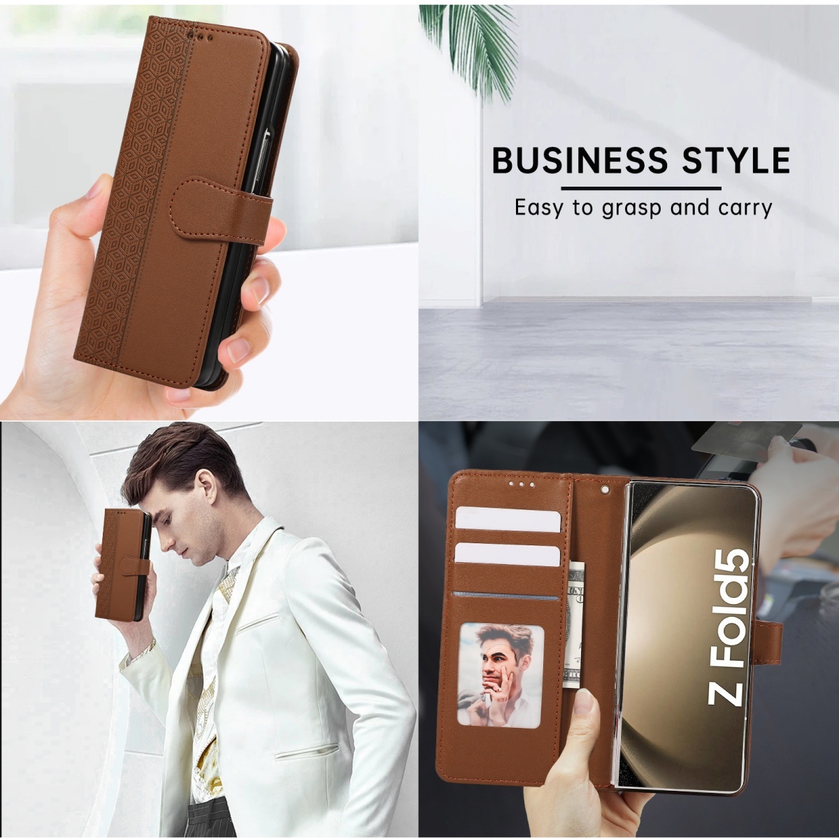 Casing Ponsel Kulit Lipat deng - Leather Wallet Card Holder Phone Cover ulasan dan harga
