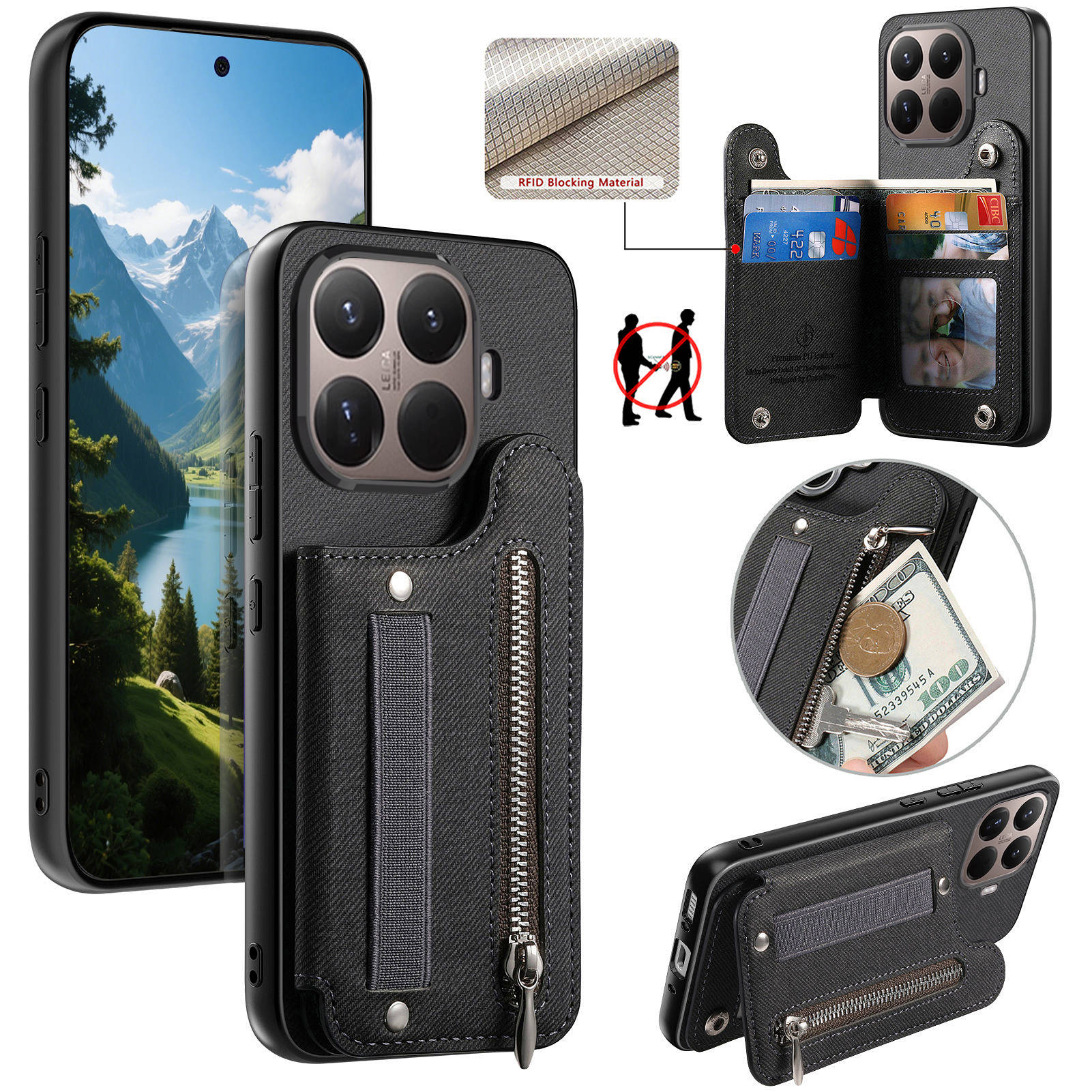 Dompet Kulit dengan Tali Perge - Leather Wallet Card Holder Phone Cover ulasan dan harga