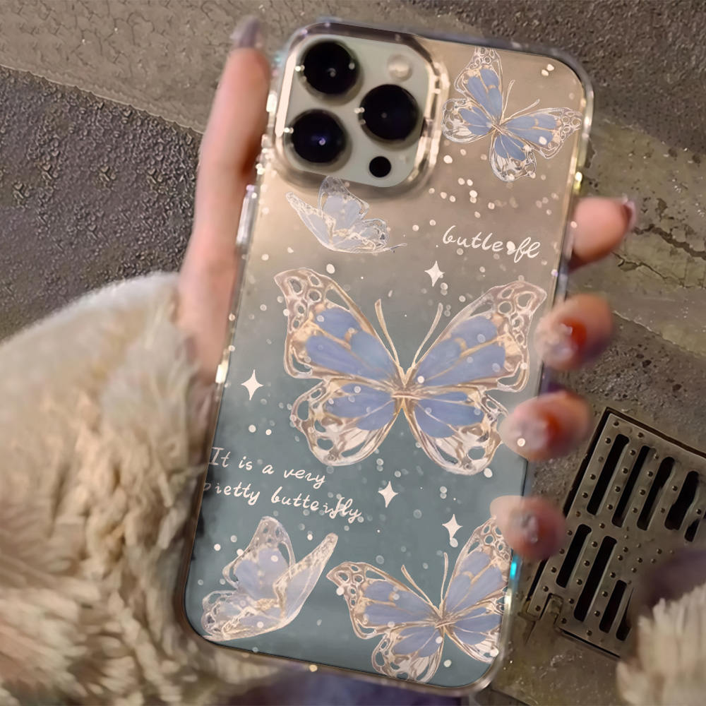 Casing Ponsel Mewah Motif Kupu - Clear Shockproof Bumper Case ulasan dan harga