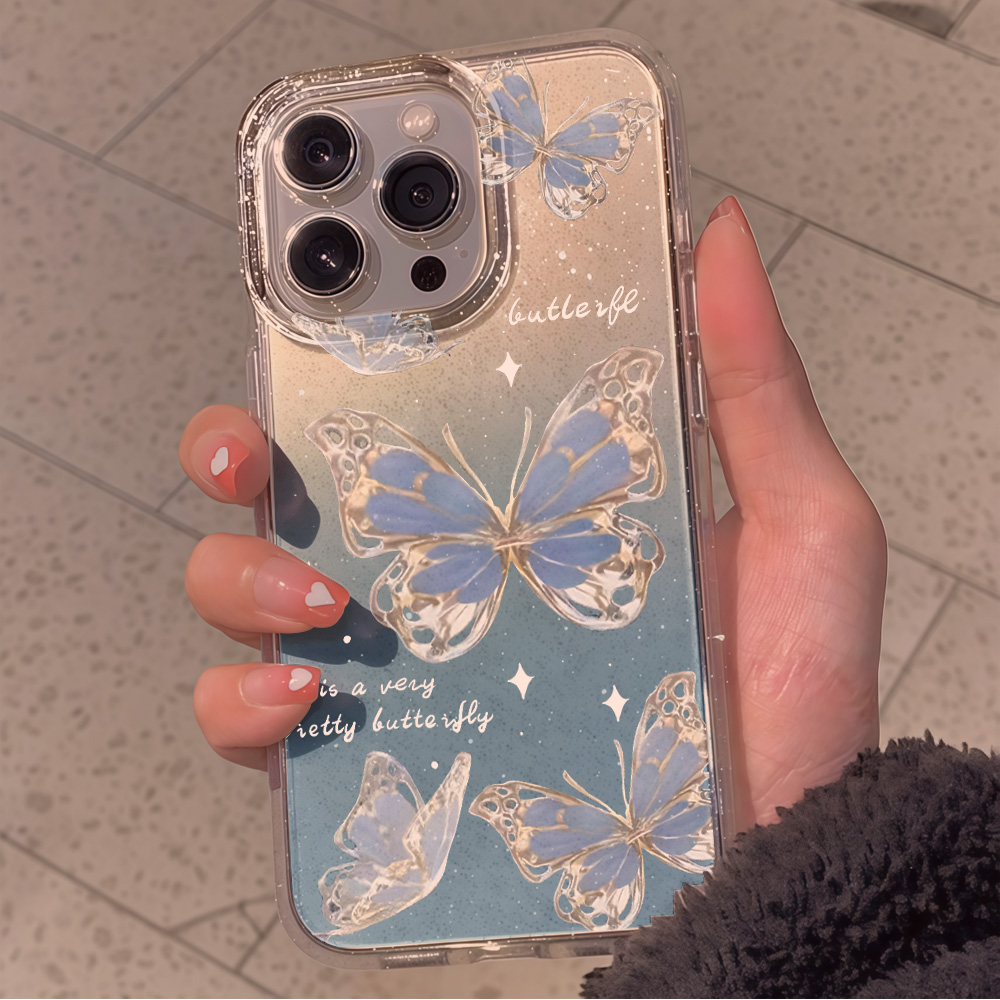 Casing Ponsel Mewah Motif Kupu - Clear Shockproof Bumper Case ulasan dan harga